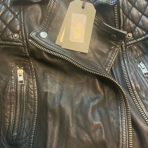 ALL SAINTS - Cargo Leather Biker Jacket black